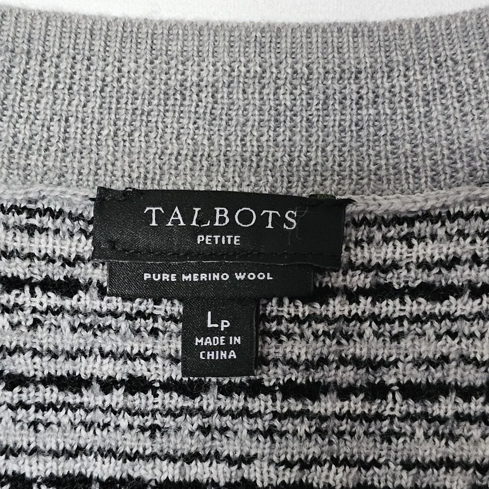 Talbots Cardigan LP Womens Grey Merino Wool Pearl Button Longline Sweater Preppy - Picture 3 of 11